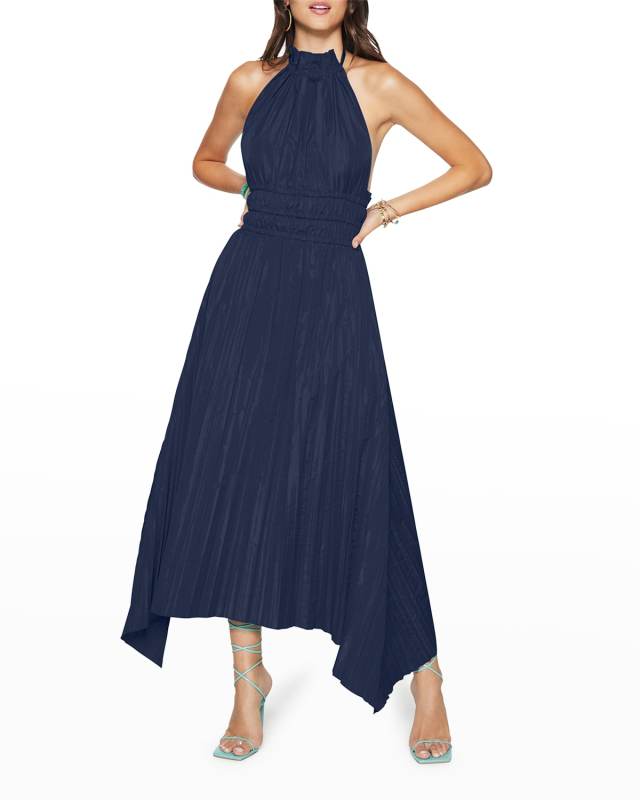 Delaney Pleated Handkerchief-Hem Dress